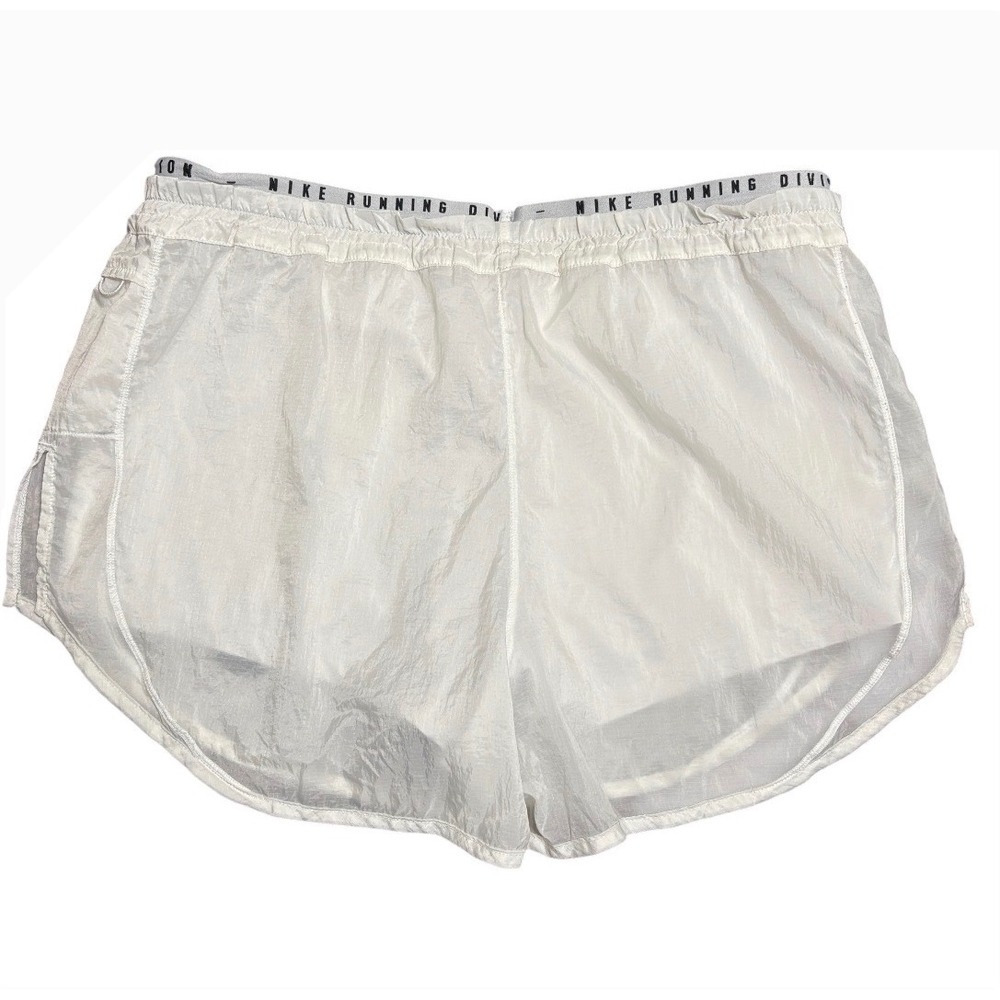 Nike Running Division Shorts Womens Large White Triple Swoosh Ripstop - Picture 2 of 6